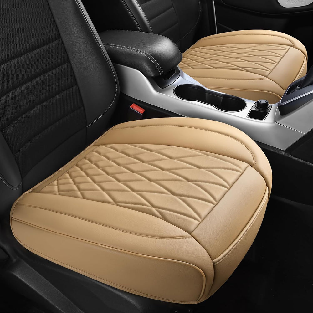 CAR PASS 2 Pack Leather Front Car Seat Covers, Bottom Seat Covers Full Wrappe...