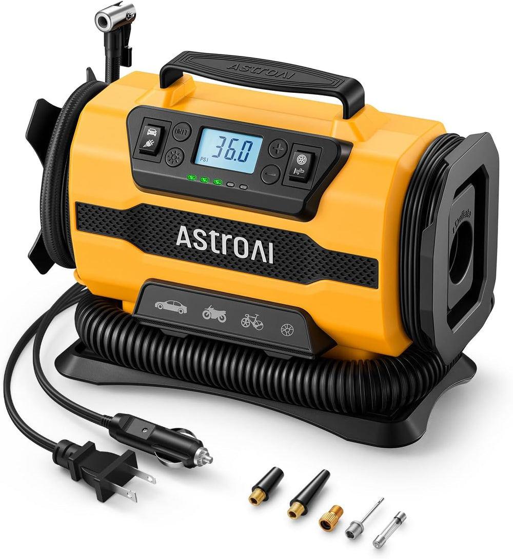 AstroAI Tire Inflator Portable Air Compressor, 12V DC/120V AC Dual Power