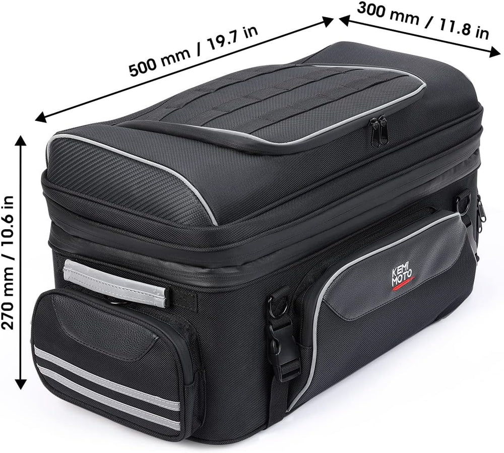 KEMIMOTO Expandable Motorcycle Traveler Tour Trunk Bag 40L-50L Luggage Rack T...