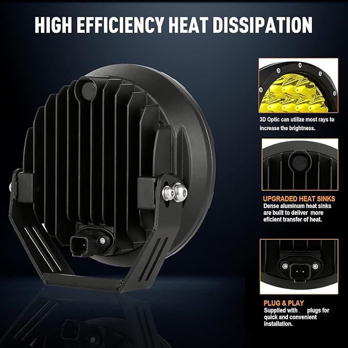 BIGLION.X 7inch Amber Round Off Road Lights Pair 210W 32000LM Super Bright