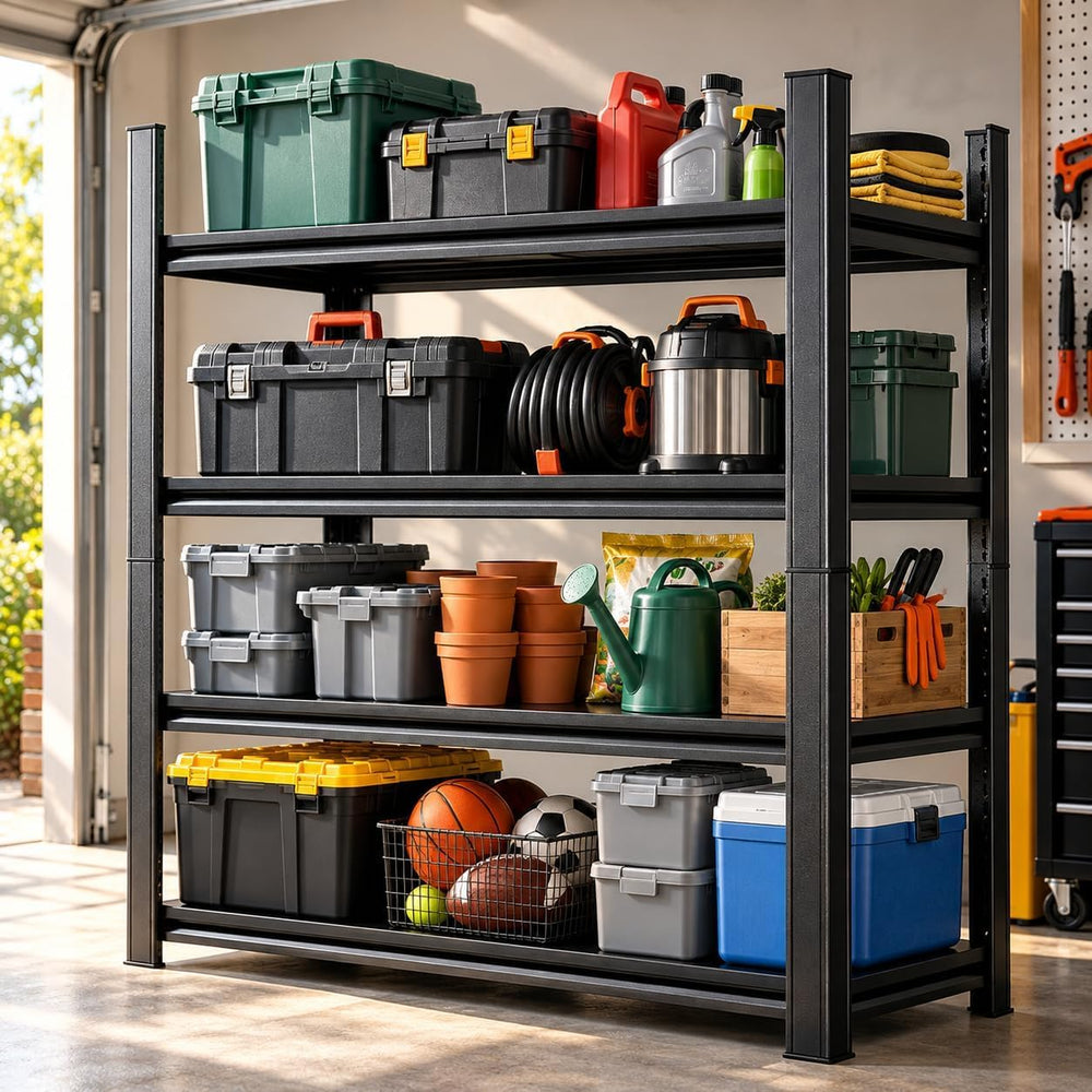 Garage Shelving, Heavy Duty Adjustable Metal Shelves with Anti-Tip Device