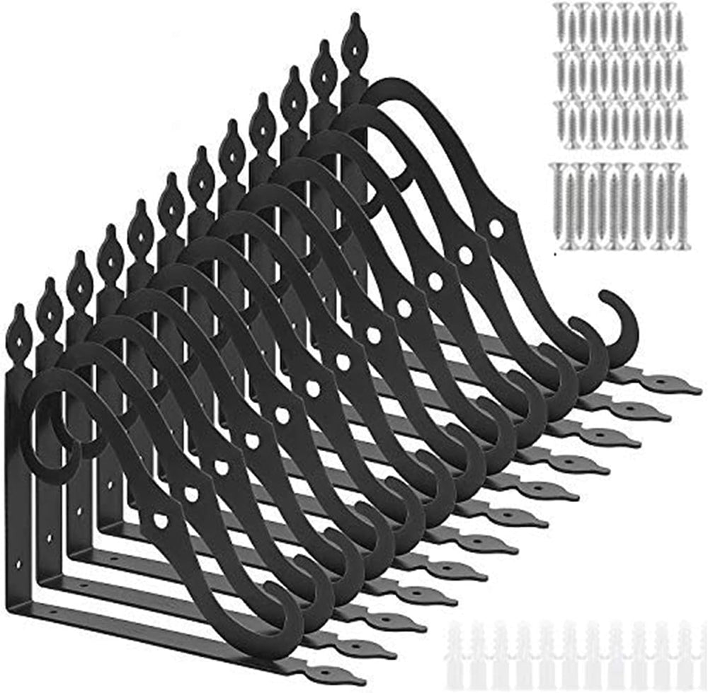 Acrux7 12 Pack Decorative Shelf Brackets - 10 inch Wall Mounted Floating Shel...