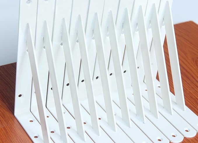 16 Pack L8 x H 6" White Heavy Duty Shelf Brackets