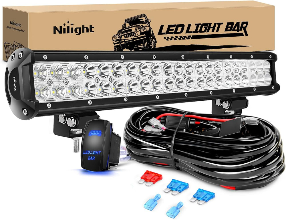 Nilight LED Light Bar 20 Inch 126W Spot Flood Combo Led Off Road Lights 12V 5...