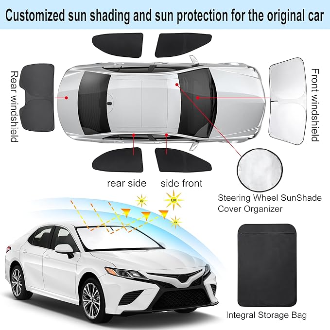 TINGLU Window Shades for Toyota Camry 2018-2024 Accessories Car Side Full (6PCS)