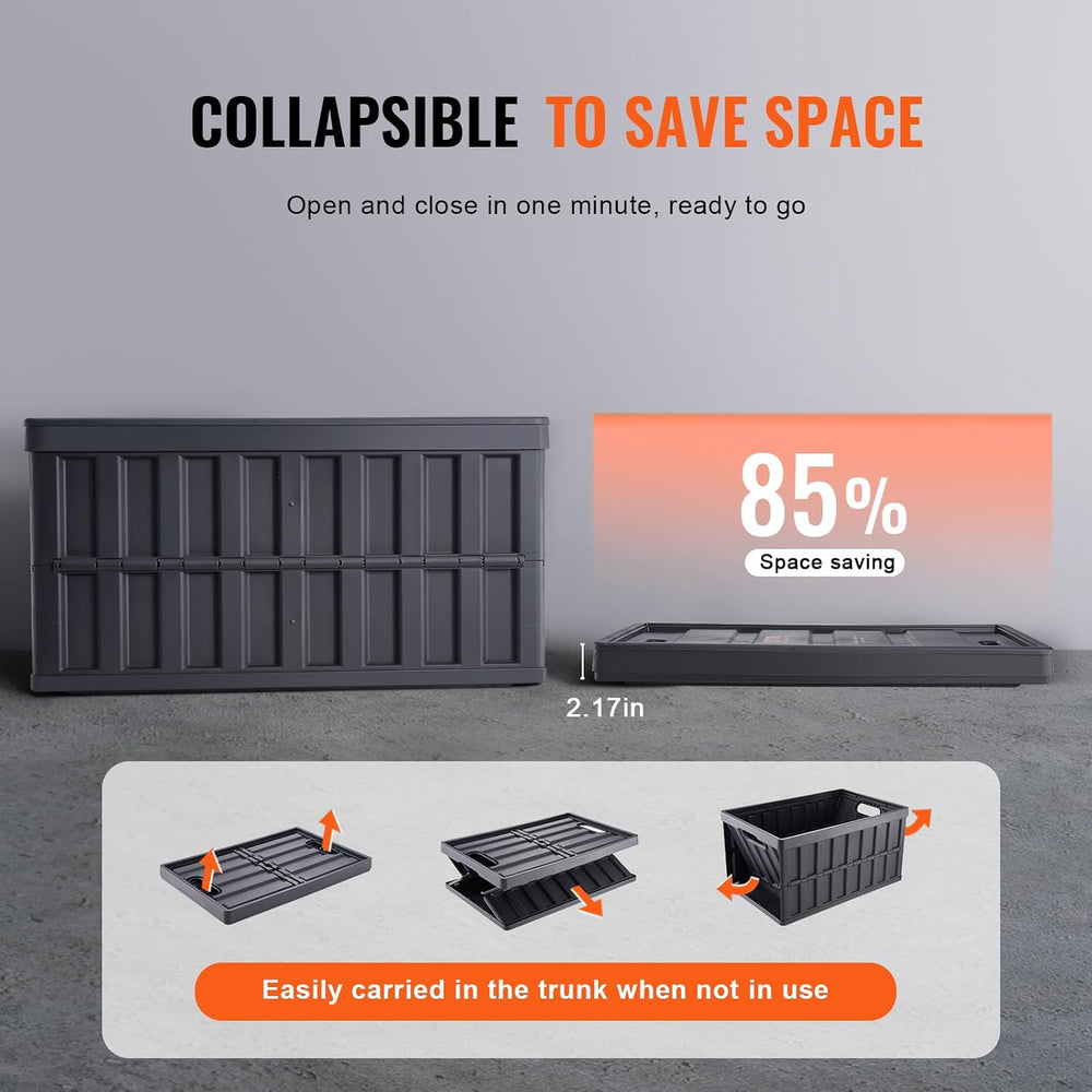 VEVOR 65L Collapsible Storage Bins with Lids 3 Packs, Stackable Crates