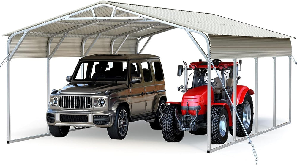 Quictent 20x20 FT Heavy Duty 2-Car Metal Carport, Galvanized Steel Hard Top S...