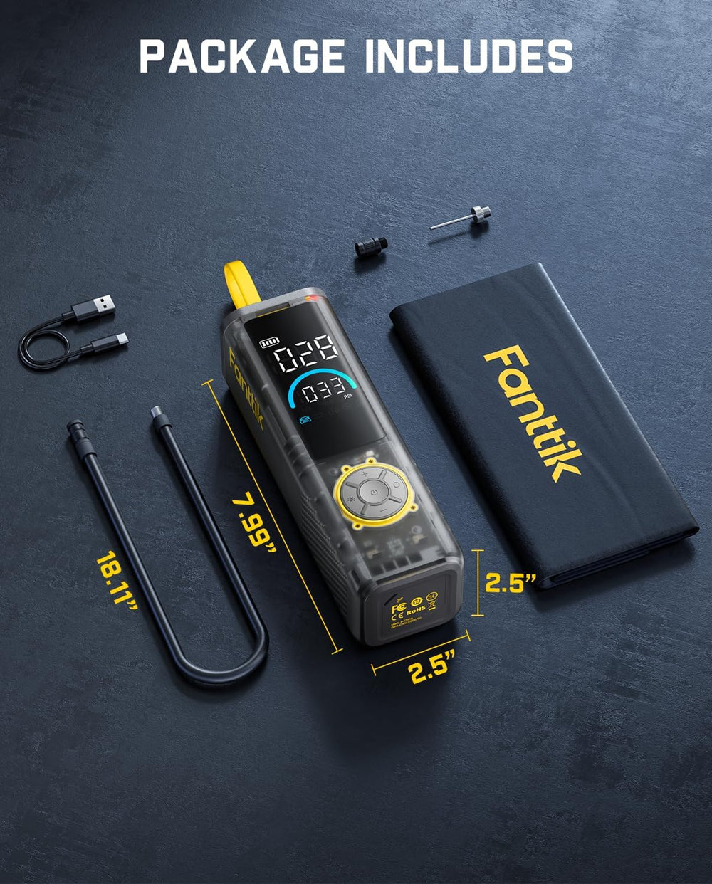Fanttik X9 APEX Portable Air Compressor for Car Tires, 35s Fast Inflation
