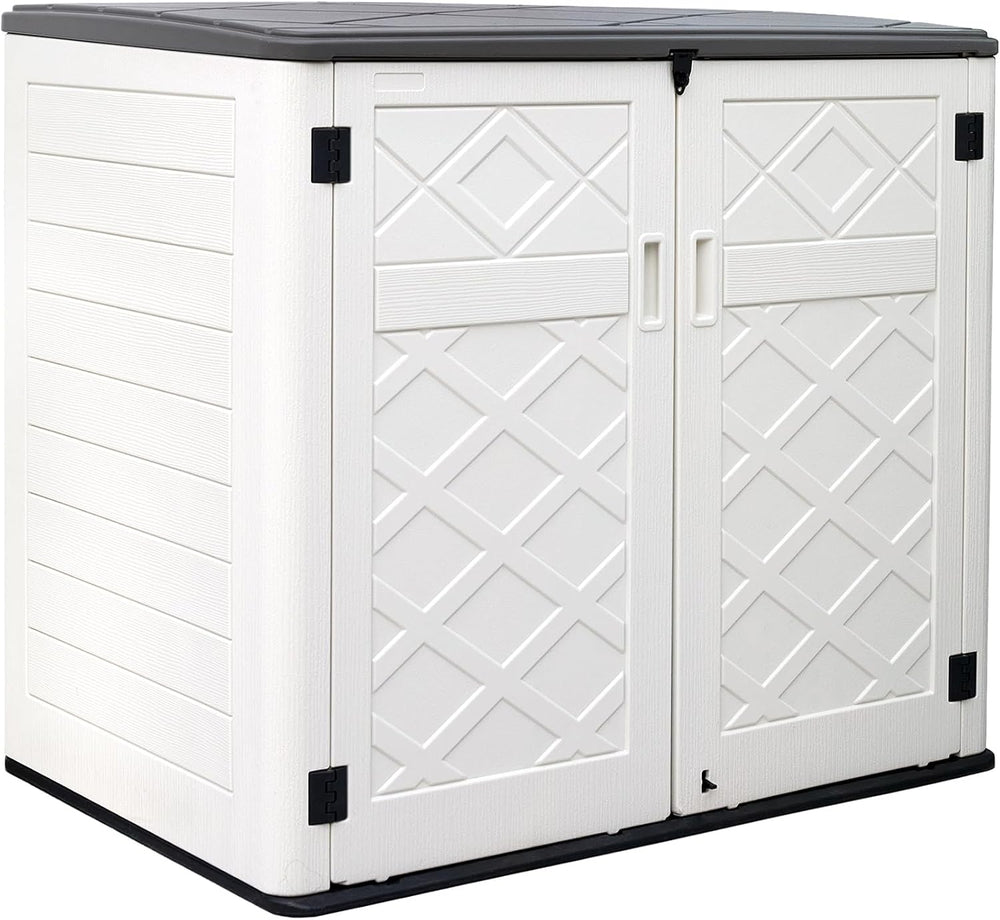 ZZM Large Outdoor Storage Shed, 48 Cu Ft Resin Versatile Storage Cabinet for ...