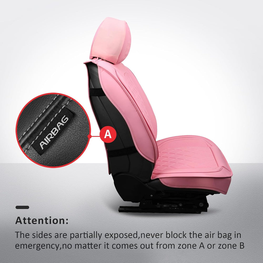 Car Seat Covers Full Set,Leather Seat Covers Universal Fit Pink
