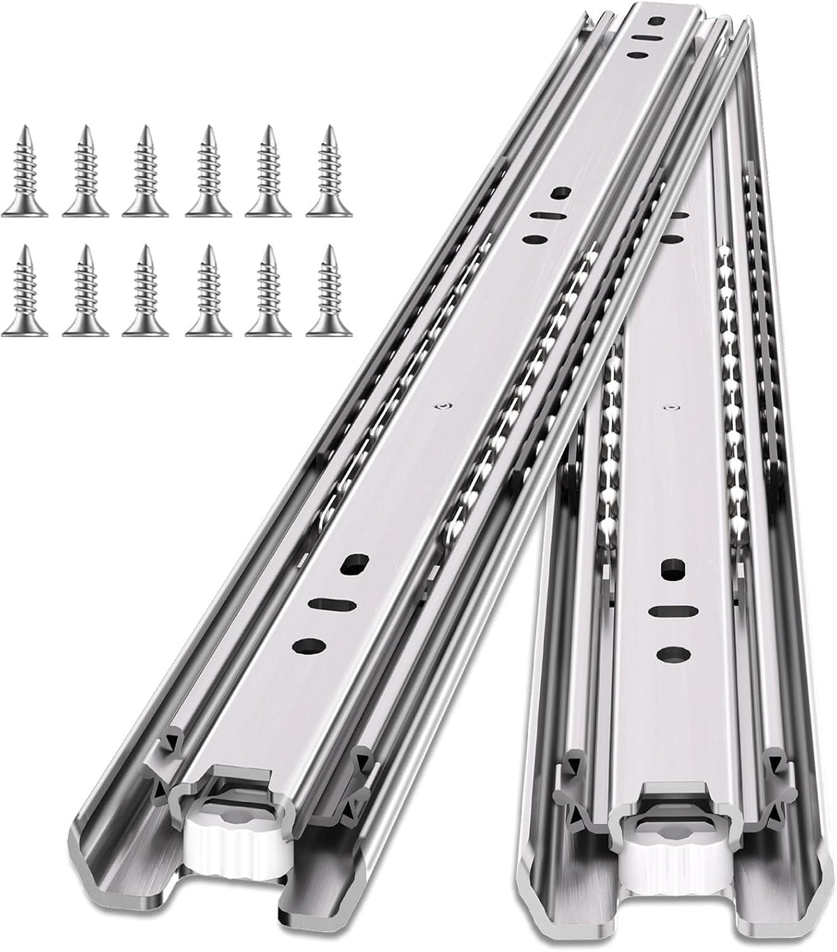 1 Pair 200 Lbs Heavy Duty Drawer Slides,8 10 12 14 16 18 20 22 24 26 28 30 32 34 36 38 40 Inch Full Extension Ball Bearing Rails Cabinet Tool Box Runners Tracks Glides(22 inch,with M4 Screws)