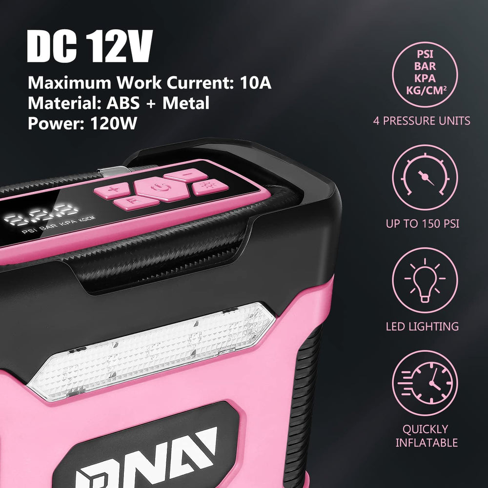 ‎DNA MOTORING TOOLS-00212 Pink 12V DC Digital Tire Inflator Portable Air Comp...