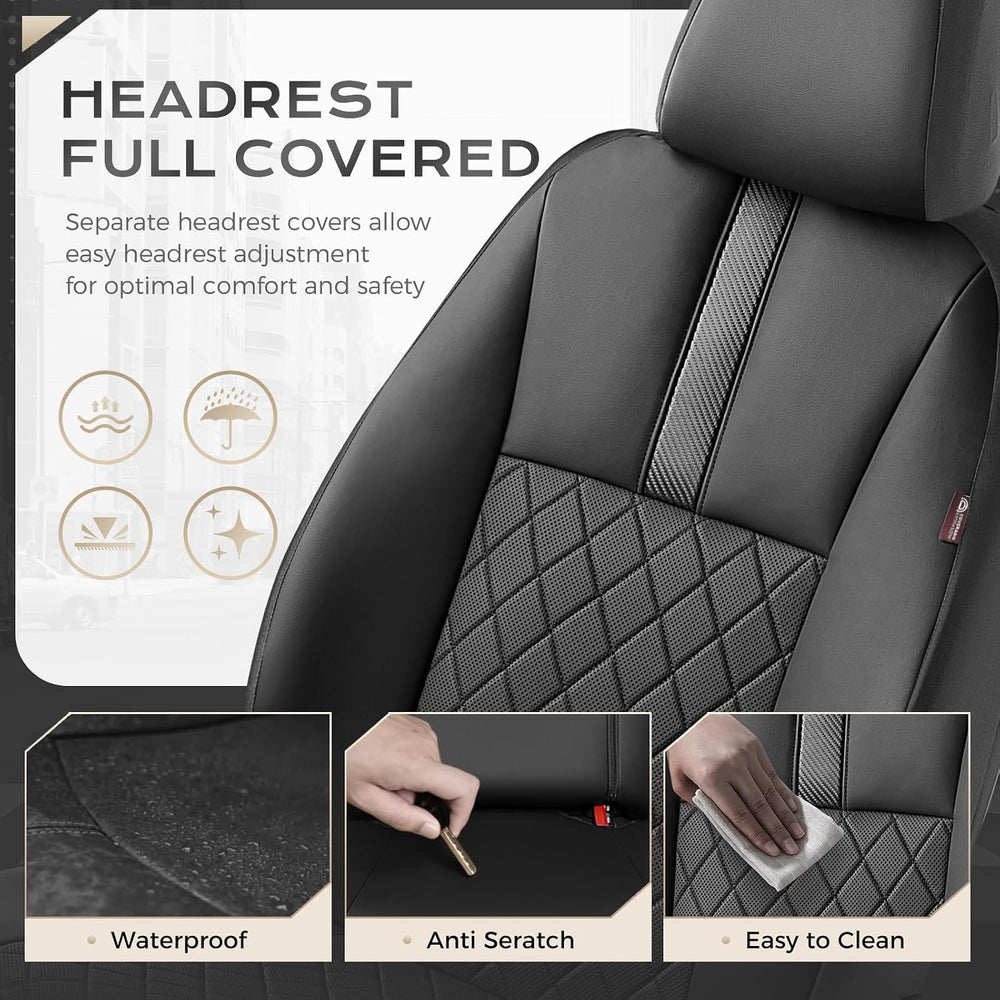 Coverado Car Seat Covers Full Set, Automotive Leather Seat Covers for Car，Uni...