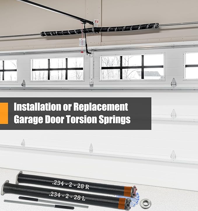 Garage Door Torsion Spring Set, Pair of 2" Electrophoresis Coated Garage...