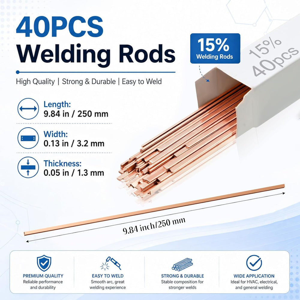 Tandefio 15% Silver Brazing Rods Aws Bcup-5 40pcs, HVAC Silver Solder Stick