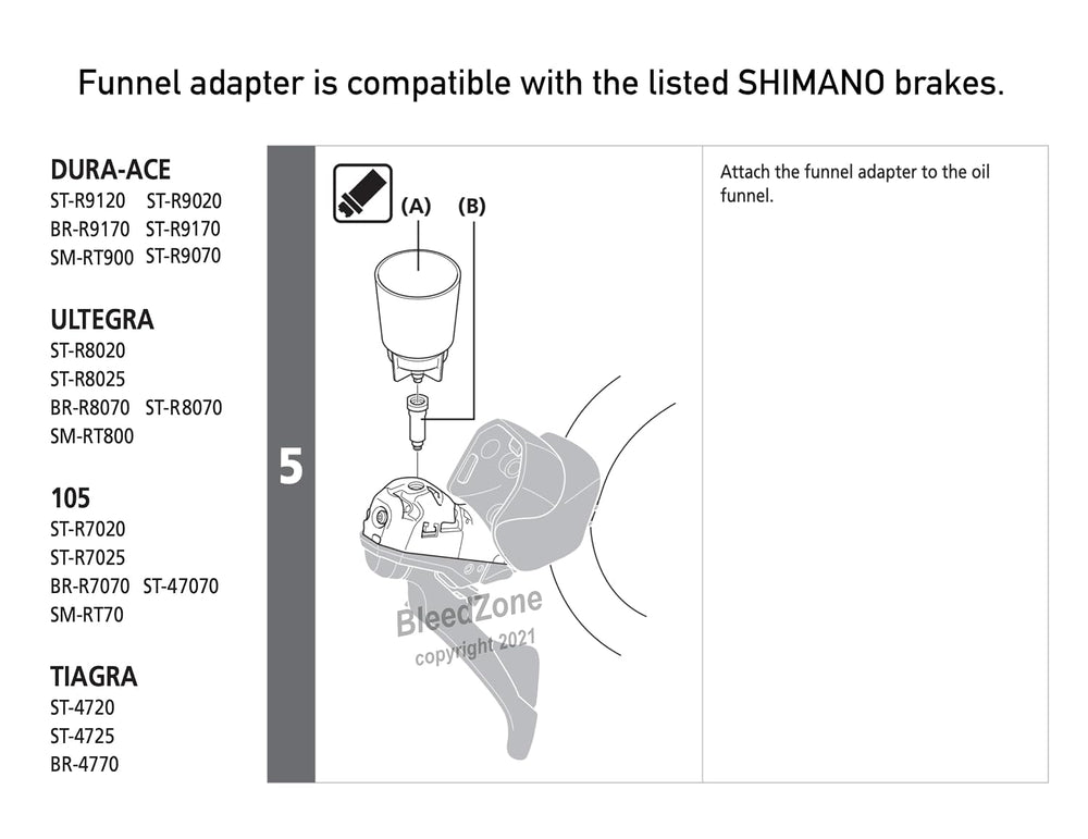 BleedZone Shimano Brake Bleed Kit with 120ml Mineral Oil for Road Bikes