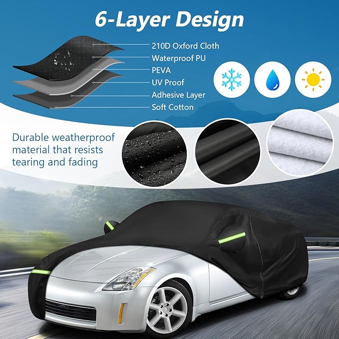 Car Cover Waterproof for 2003-2009 Nissan 350Z, 210D Oxford Cloth