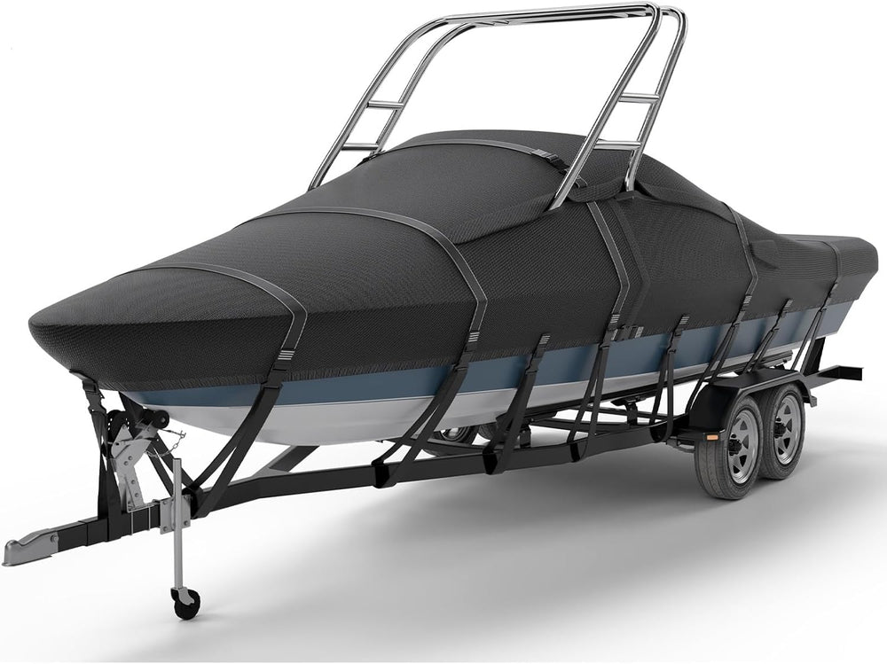 1200D Solution Dyed Ski&Wakeboard Tower Boat Cover with Stoage Bag, 17’-19‘