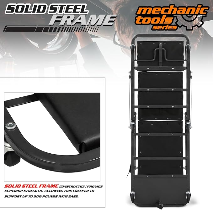 M-AUTO Heavy-Duty Convertible Mechanic Creeper, Z-Creeper 2-in-1 Creeper and