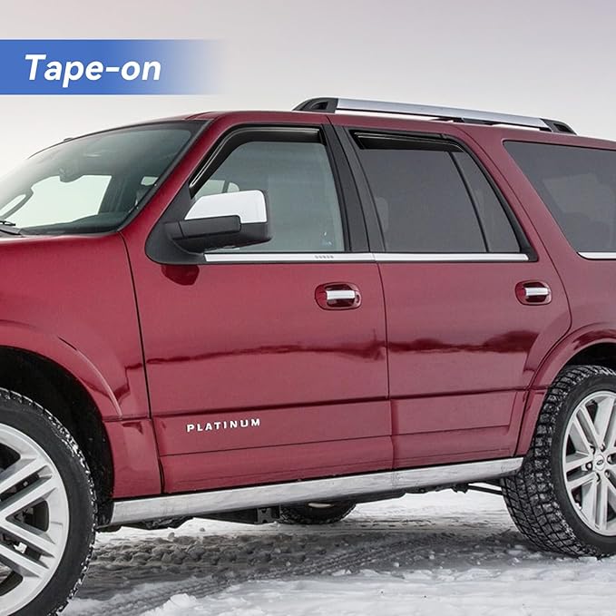 Window Visors Rain Guards for 1997-2017 Ford Expedition, Out-Channel Window