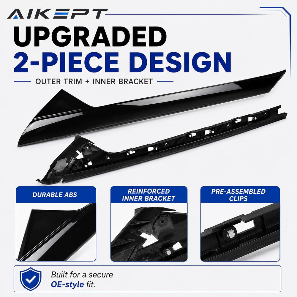 Right Passenger Side Windshield A-Pillar Molding Trim, Outer Cover Compatible...
