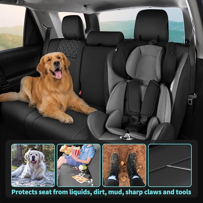 Seat Covers for Toyota 4Runner 2011-2024, Faux Leather Car Seat Cover Full Set
