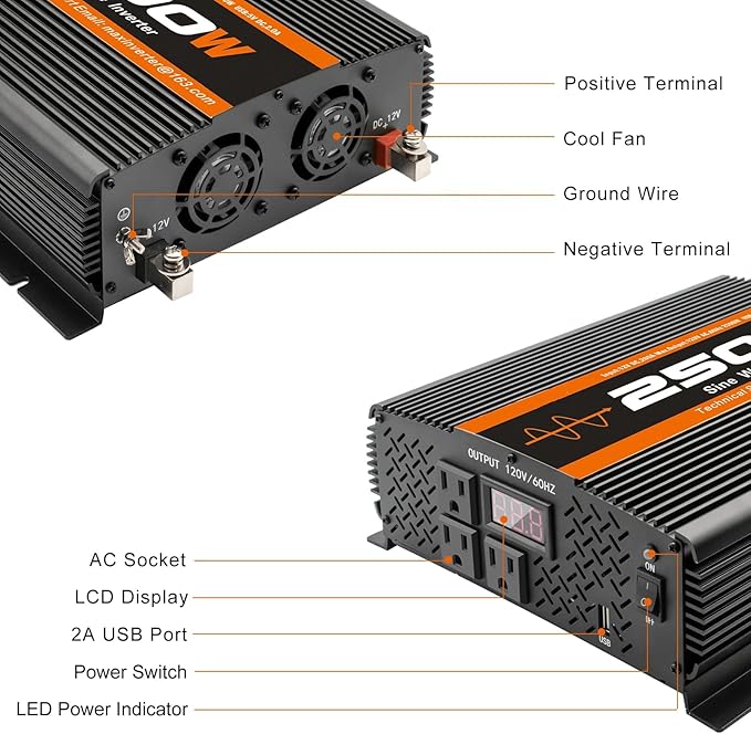 2500W Inverter Pure sine Wave RV Inverter Power Inverter 12V to 110