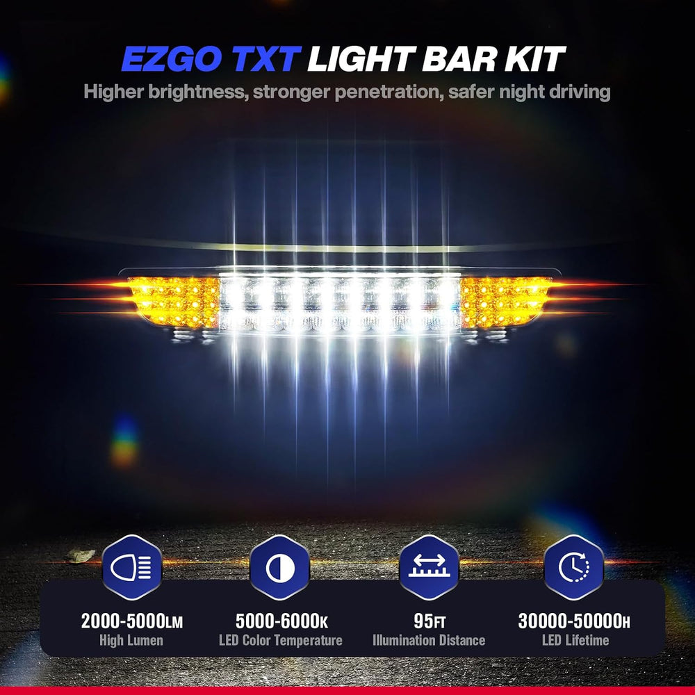 EZGO TXT Deluxe Light Bar Kit, Golf Cart LED Light Kit With EZGO TXT 12V Stre...