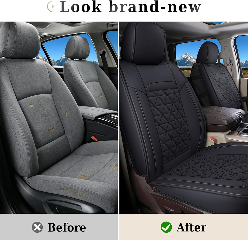 Coverado Car Seat Covers Full Set, Leather RAM 1500 Seat Covers Protectors Co...