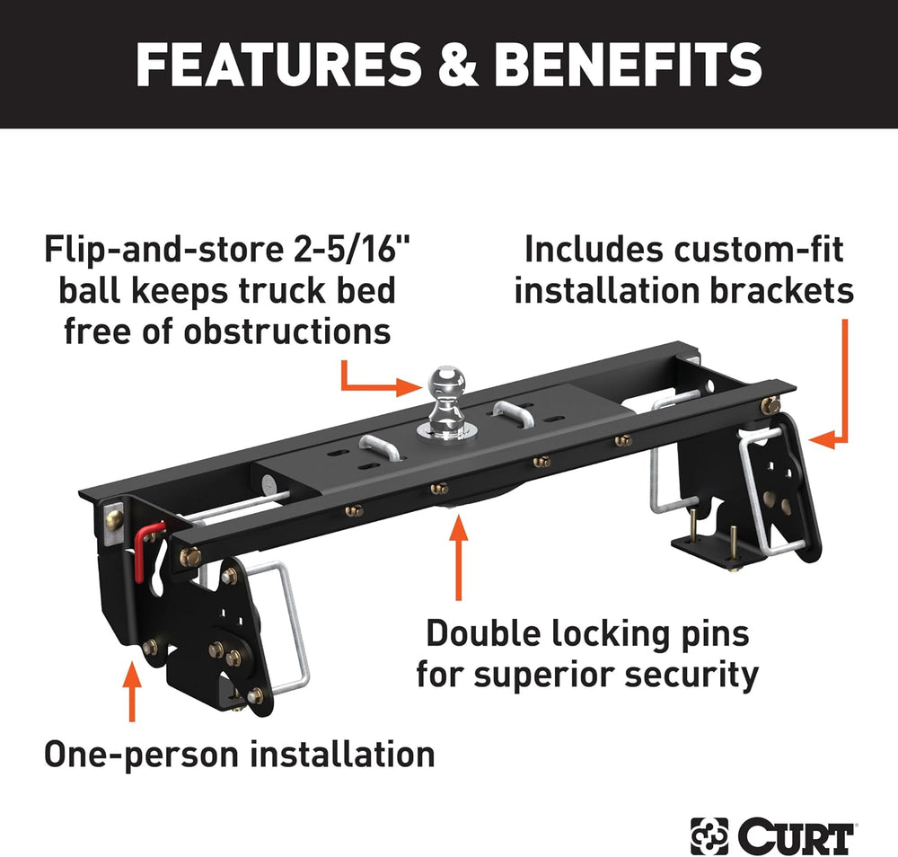 Double Lock EZr Gooseneck Hitch Kit with Brackets, Compatible with Select 250...