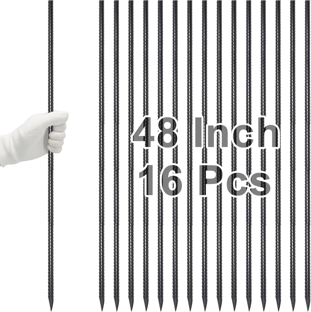 VVOKGO Rebar Stakes 48 Inch 16-Pack Concrete Form Stakes Heavy Duty Straight