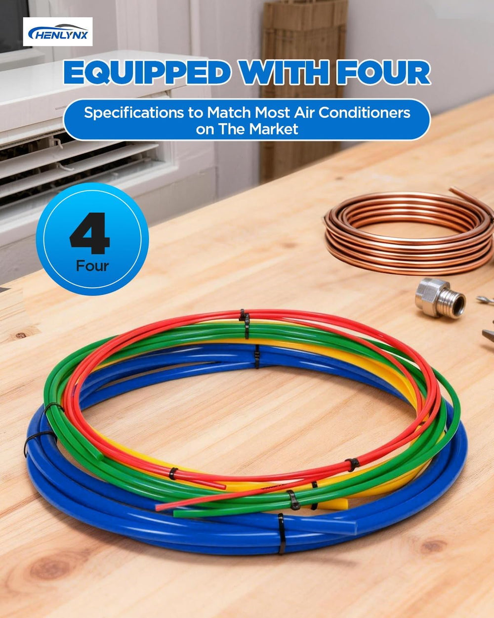 4PCS Copper Tube Bender Kit, 4M(13ft) x 1/4" 3/8" 1/2" 5/8&quo...