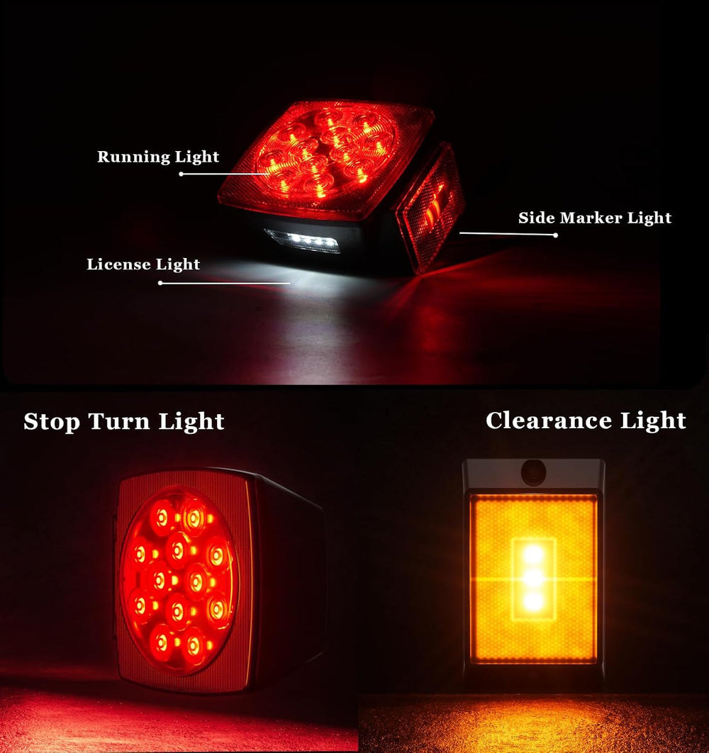 Cyfie LED Trailer Light Kit, Super Bright Submersible Brake Stop Turn Tail Li...