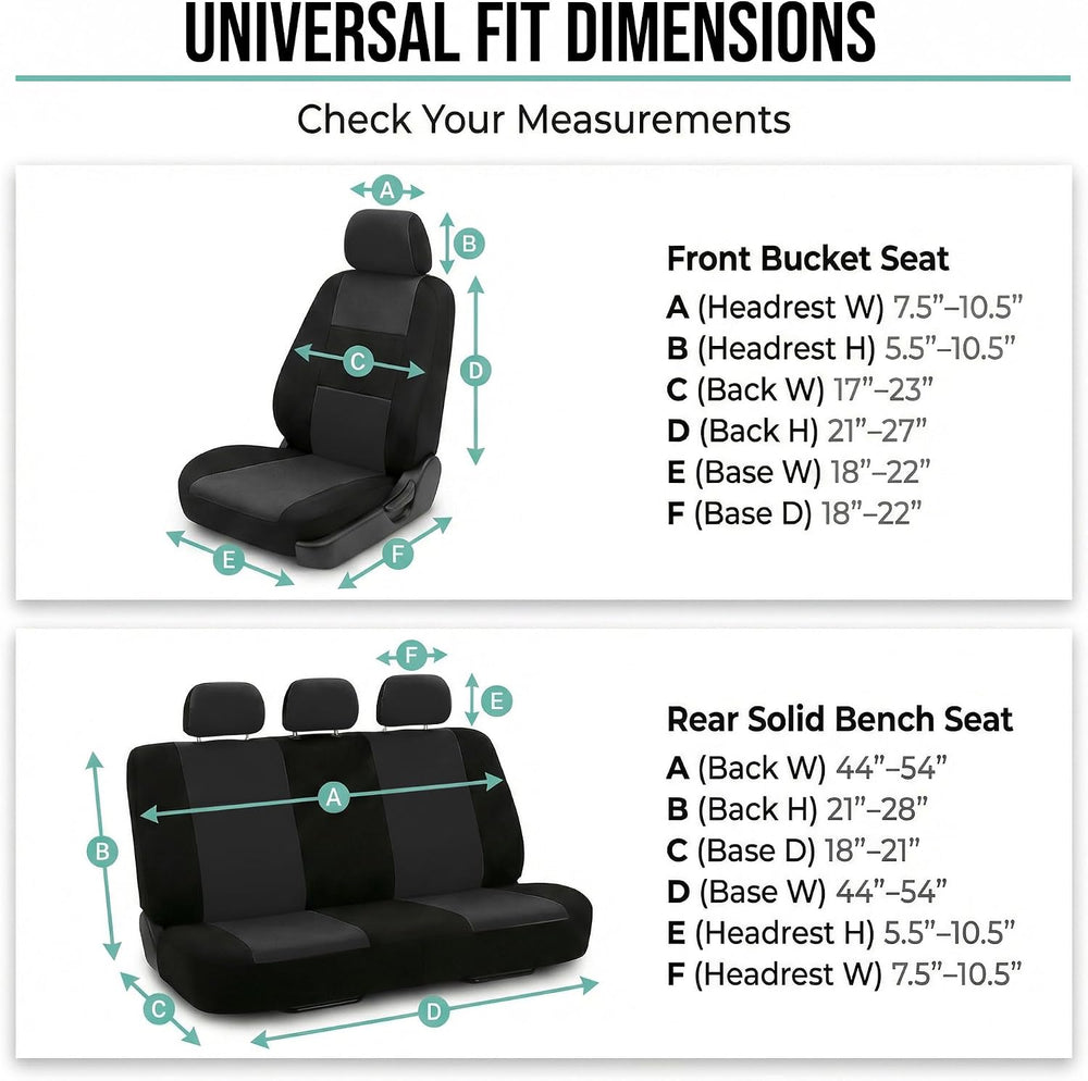 FH Group Bright Flat Cloth Full Set Automotive Seat Covers Front Set and Rear...