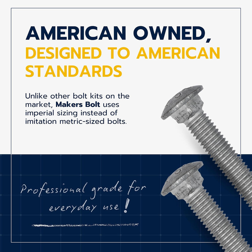 1/2" x 3.5" (25 Pack) Galvanized Carriage Bolt Kit Grade 307A Inclu...