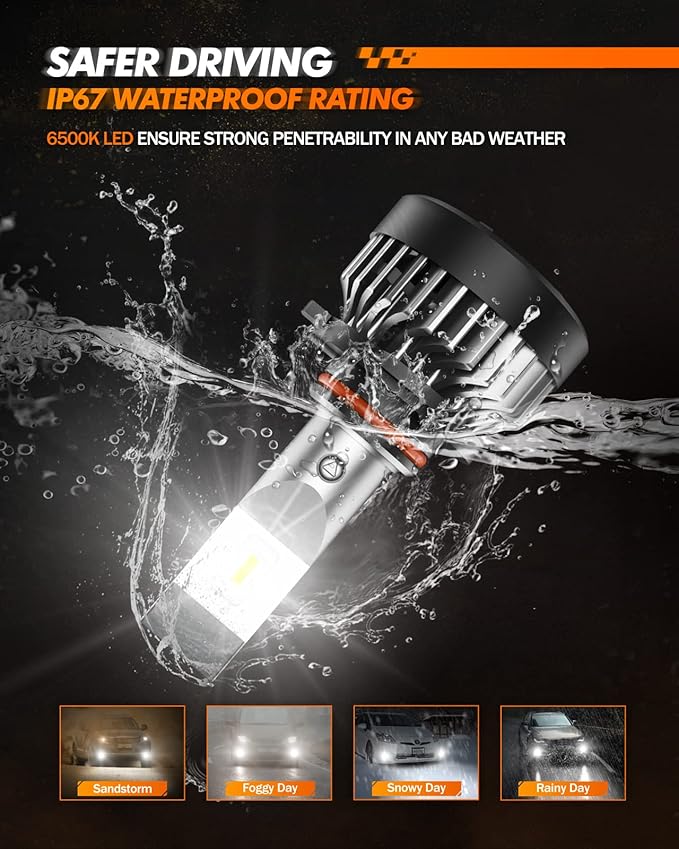 SEALIGHT H10 9145 LED Fog Light Bulbs or DRL, 600% Brightness 6500K Cool Whit...