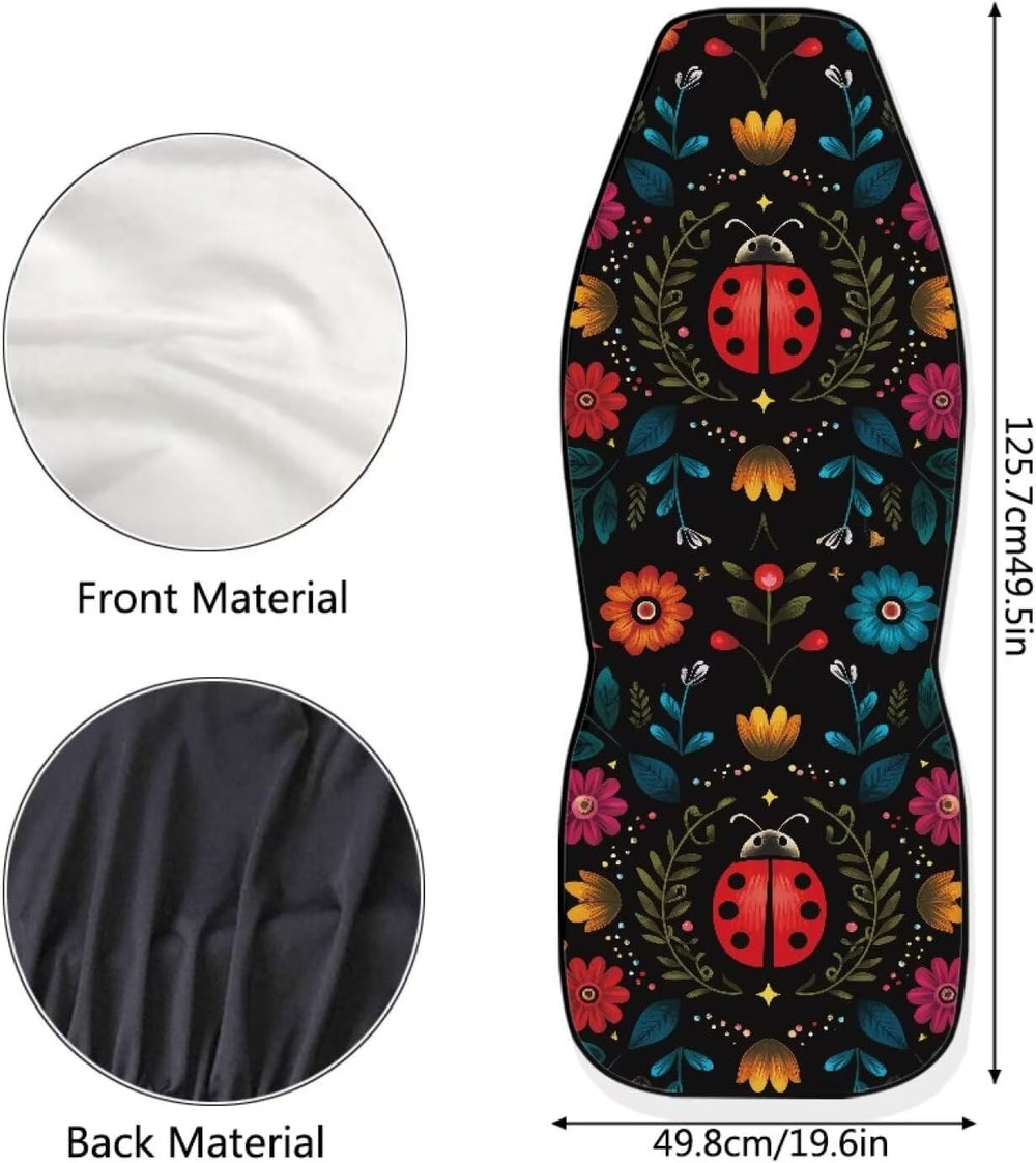 Bulopur Floral Ladybug Car Seat Covers Front Seats Only Breathable Automotive...