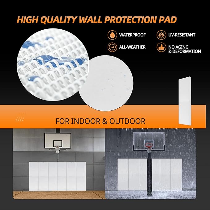 PROGOAL 2"/4" Thick Foam Protection Wall Pad，Gym Basketball-Court