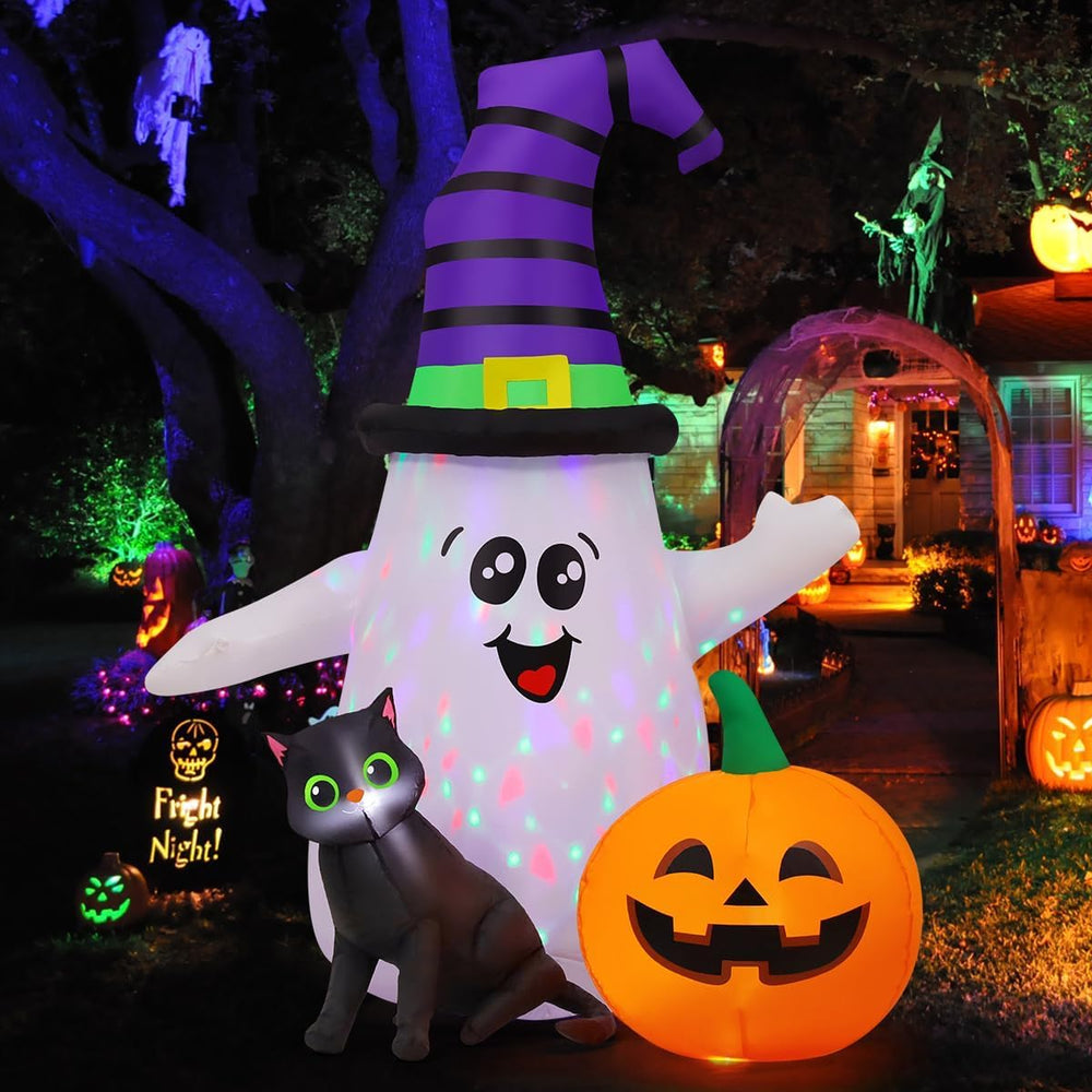 GOOSH 5FT Inflatable Halloween Cute Ghost with The Pumpkin Blow Up Inflatable...