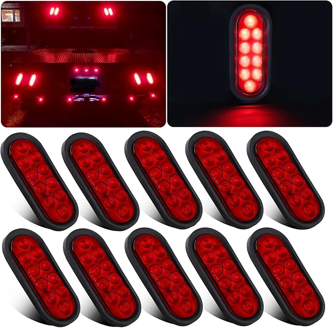 6 Inch Oval LED Trailer Tail Lights 10 LED (10Pcs)