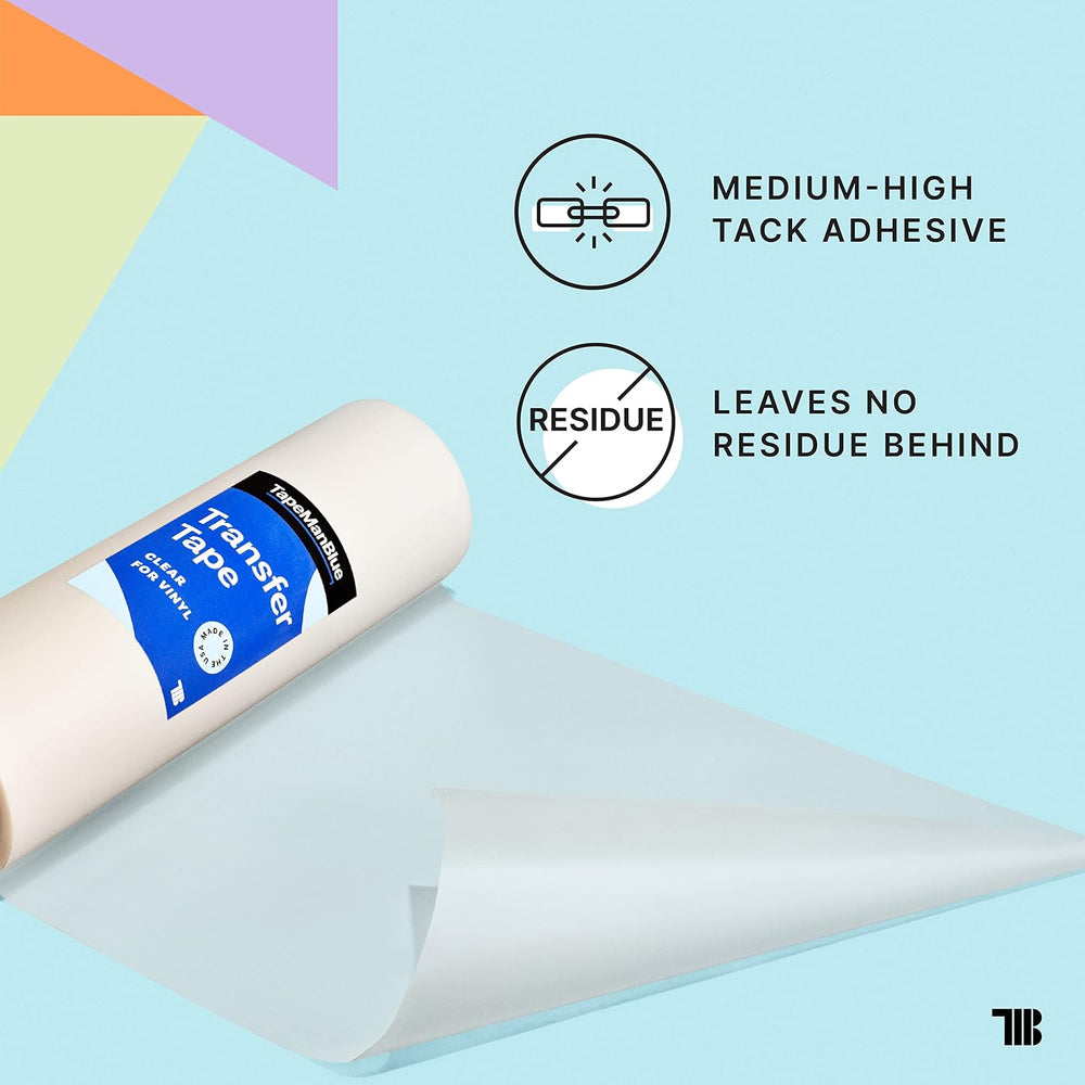 TapeManBlue 24" x 300' Roll of Clear Transfer Tape for Vinyl, Made i...