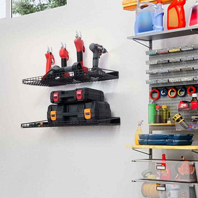 Wallmaster Heavy Duty Garage Wall Shelving 4 Pack 23.6"x11.8" Metal...