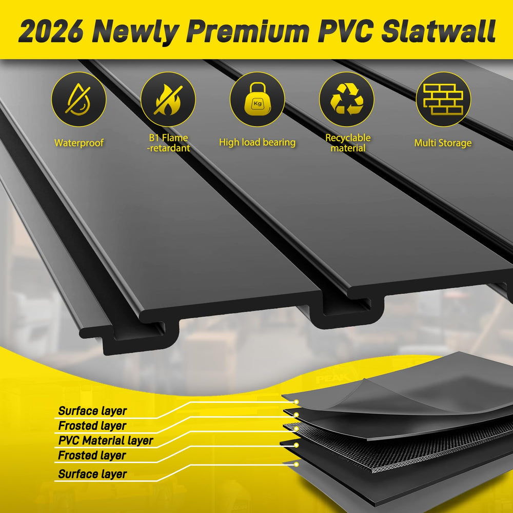 Avalution Slat Wall Paneling,4x8 ft Garage Slat Wall Storage Systems,Black