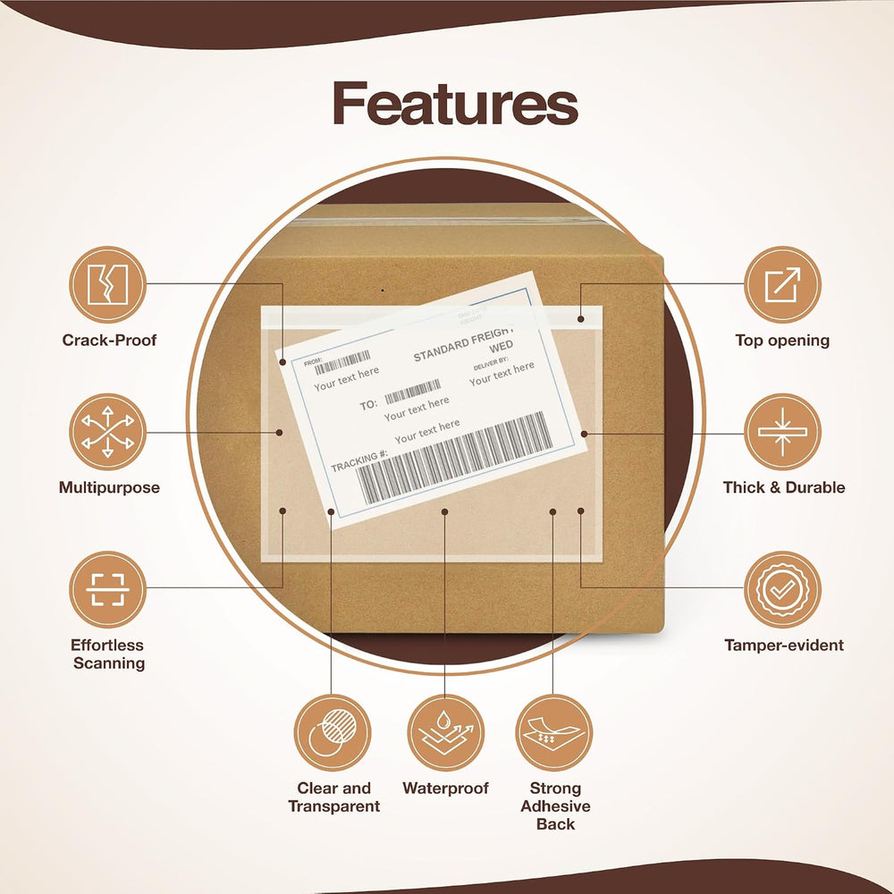 7x10 Shipping Label Sleeves 500 Pack-Strong Adhesive