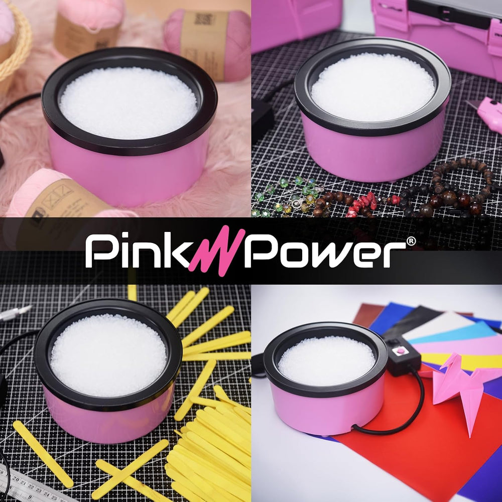 Pink Power Electric Hot Glue Pot for Crafts with 1lb Pellets Melt Skillet