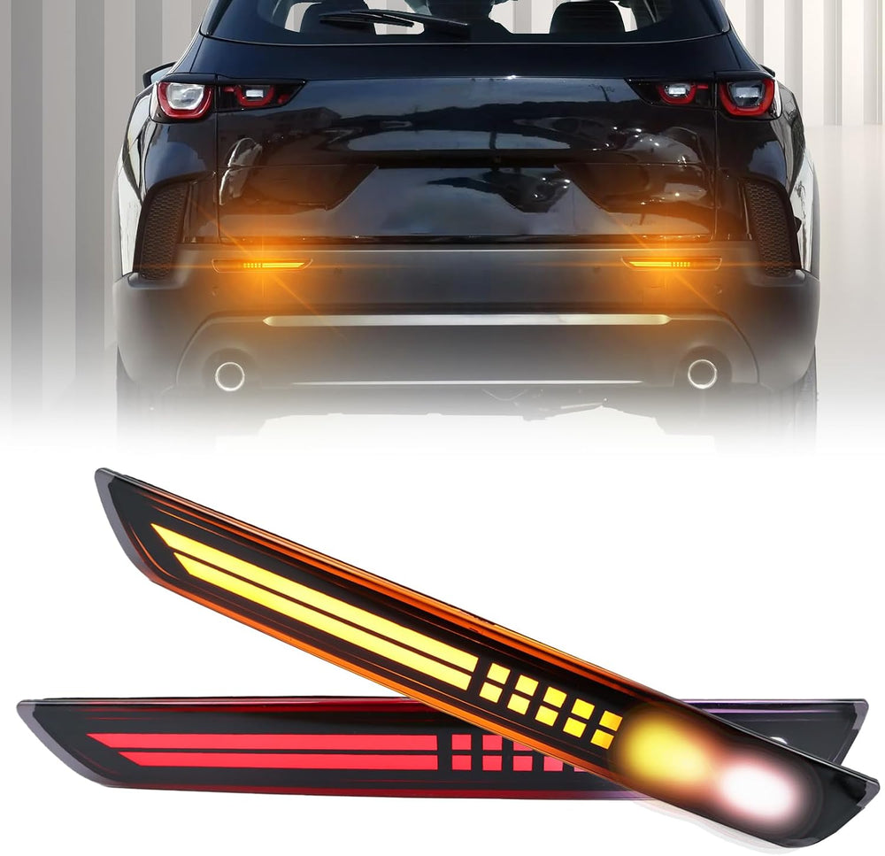 Red LED Rear Bumper Reflectors Fog Brake Tail Light Lamps Compatible with Maz...