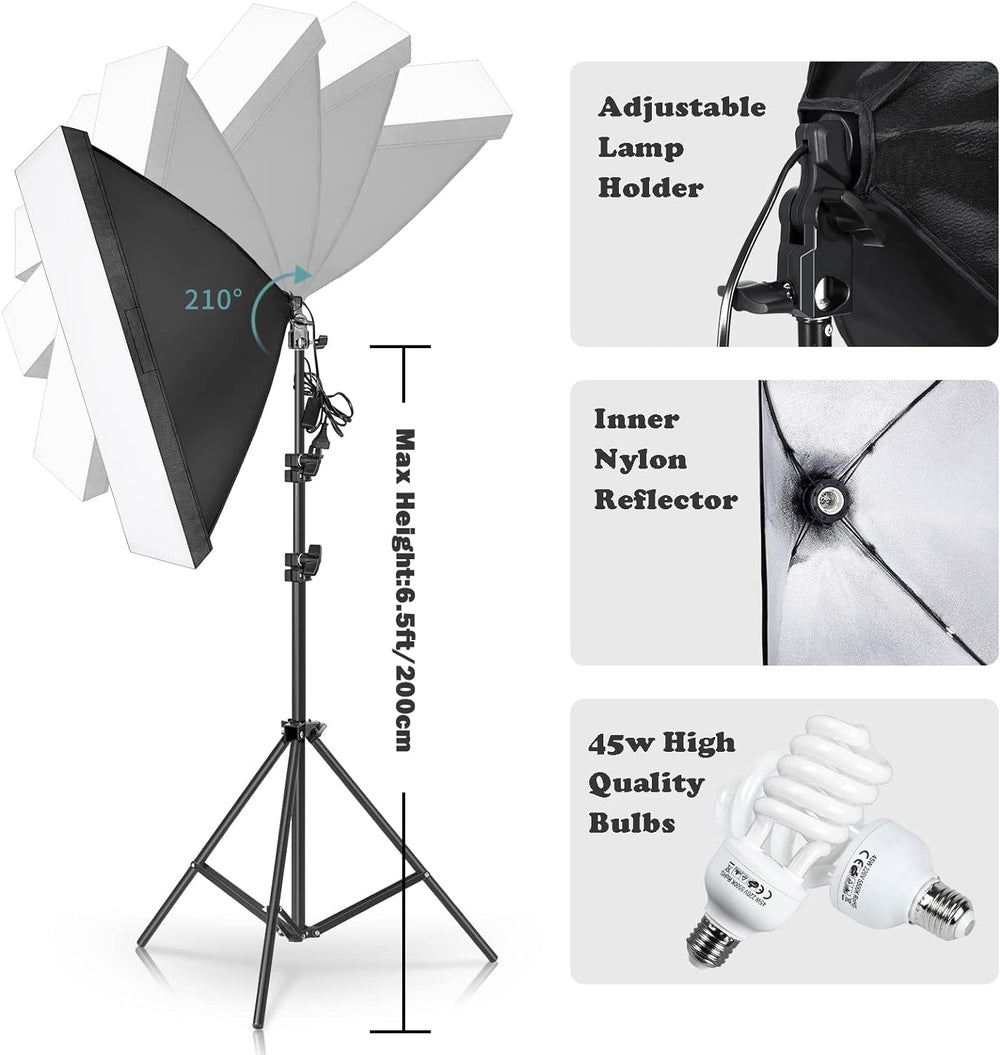 Photo Lighting Kit, 2M x 3M/6.6ft x 9.8ft Background Support System and 900W ...