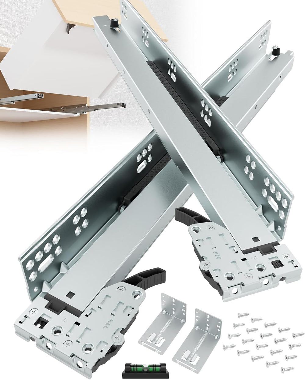 Onemake Undermount Soft Close Drawer Slides with Rear Mount Brackets, 3D Lock...