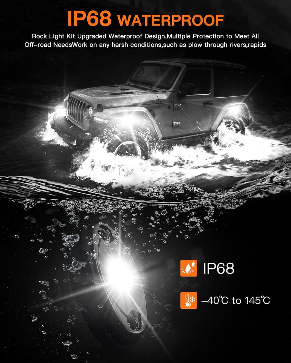 LEDMIRCY R1 Pure White LED Rock Lights Kit with Rocker Switch Wire Harness 12...