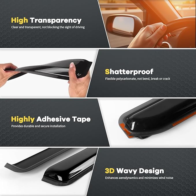 in-Channel Rain Guards Fit for 2020-2025 Chevrolet Silverado/GMC Sierra